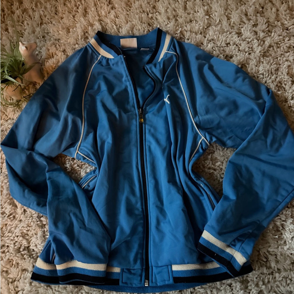 Puma Women's Vibrant athletic sporty track Blue Bomber Jacket
